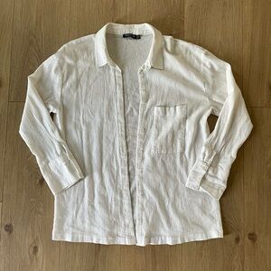 White Button-Up Linen Shirt